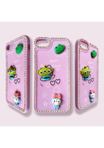 iPhone 7 Emoji Kabartmalı ve Taşlı Koruyucu Kılıf