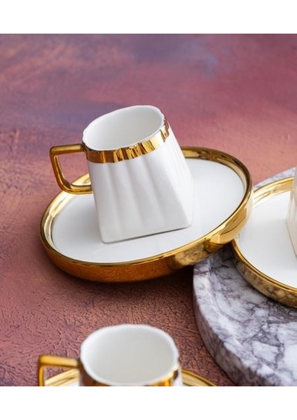 6'lı Porselen Aria Kahve Fincanı Gold fiyatları