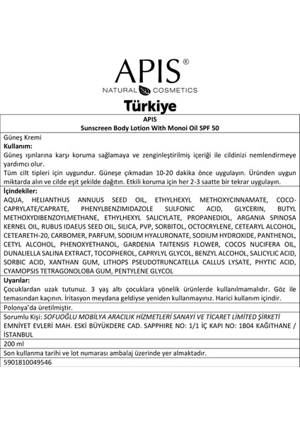 Güneş Kremi - 50 SPF - Monoi Yağlı - 200ml fırsatları