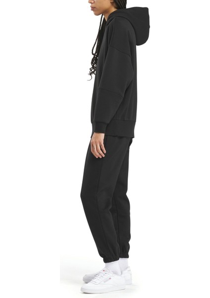 Lux Oversızed Hoodıe Siyah Kadın Sweatshirt modelleri