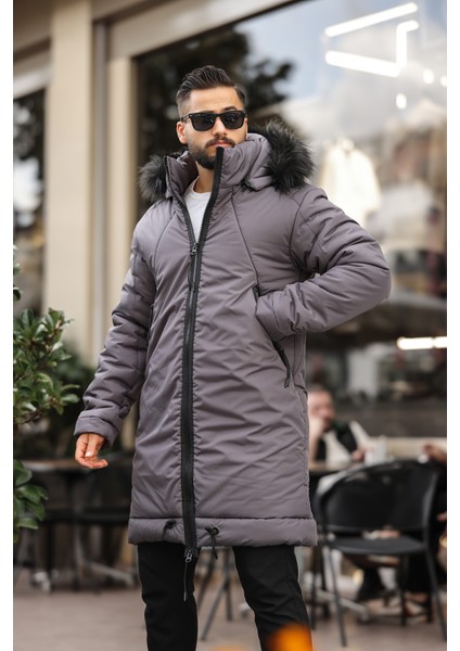 Kapşon Kürklü Erkek Uzun Mont modelleri