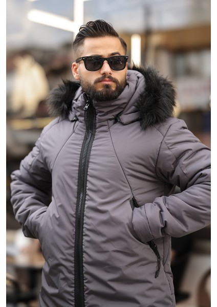 Kapşon Kürklü Erkek Uzun Mont indirimleri