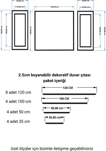 Boyanabilir Dekoratif Hazır Kesimli Duvar Çıtası Tv Ünitesi Kolay Kurulum