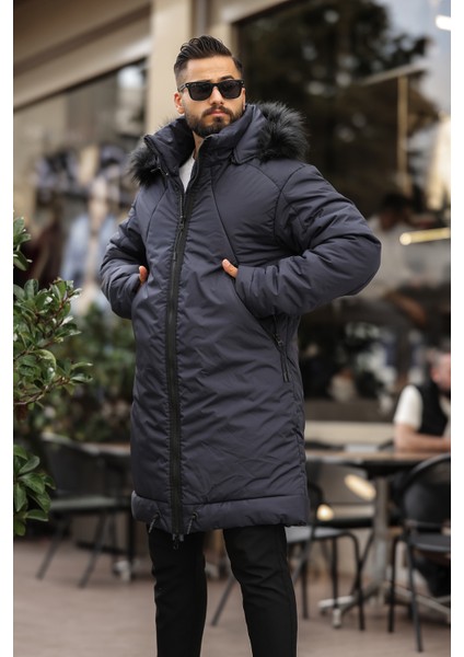 Kapşon Kürklü Erkek Uzun Mont modelleri