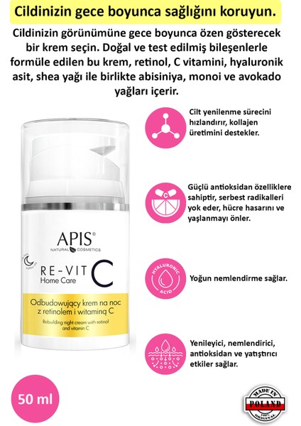 Gece Kremi Onarıcı Retinol ve C Vitaminli - 50ml