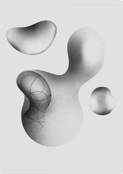 Beyaz-Gri Soyut Balonlar Kombini |Çerçeveli Cam Tablo 3lü Dikey modelleri