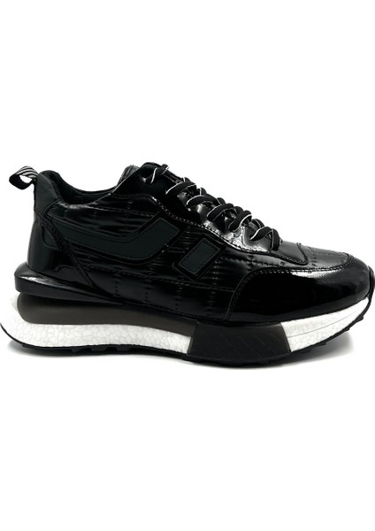 18344 Casual Erkek Deri Spor Ayakkabı Siyah Rugan fiyatları