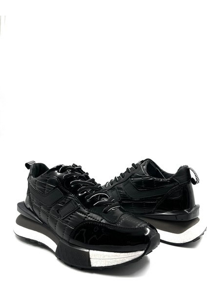 18344 Casual Erkek Deri Spor Ayakkabı Siyah Rugan fırsatları