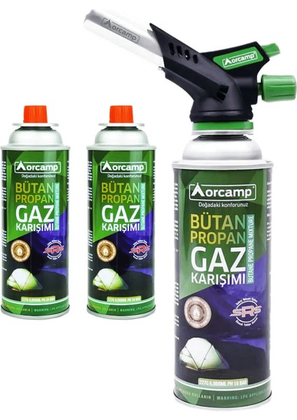 Çakmaklı Kartuş Pürmüz Set ve 2 Adet 227 Gram Gaz Kartuş Seti