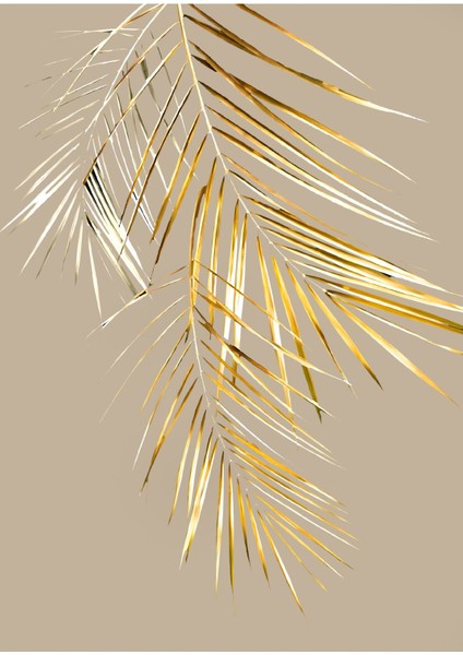 Krem - Gold Renk Soyut Golden Yaprak Kombin Çerçeveli Cam Tablo 3'lü Dikey fiyatları