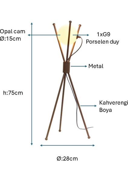 Kahverengi Boyalı Modern Masa Lambası Plc-1205-M-Bkv