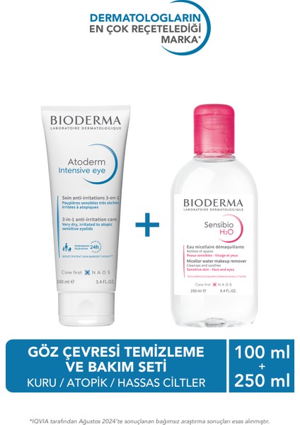 Atoderm Kuru, Atopi Eğilimli Göz Çevresi Temizleyici Bakım Kremi 100 ml ve Sensibio Misel Su 250 ml