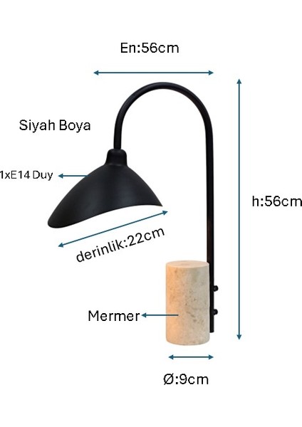 Siyah Boyalı Masa Lambası PLC-1203-M-BSY