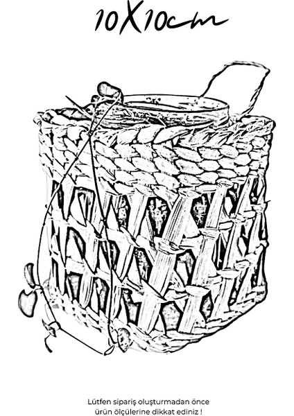 Dekoratif Çok Amaçlı Doğal El Yapımı Hasır Kare Saksı Sepet / 10 x 10 cm
