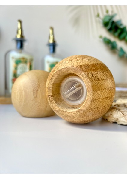2'li Bambu Top Şekilli Tuzluk Biberlik Seti - 7x6.2 cm