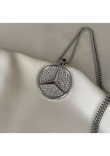 Laria Jewelry Mercedes Amblemli Taşlı Kolye Büyük Boy