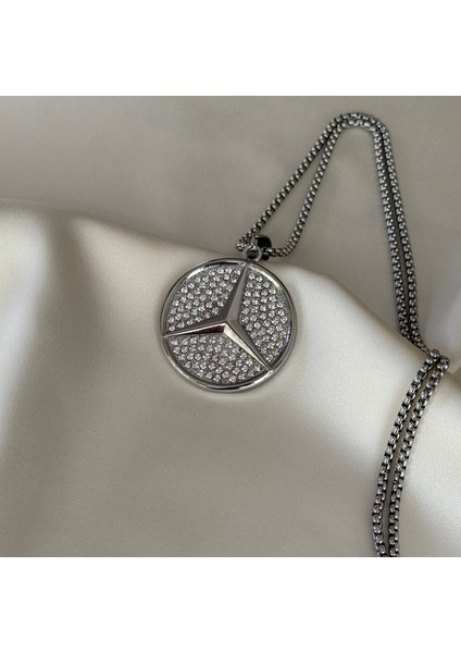 Laria Jewelry Mercedes Amblemli Taşlı Kolye Büyük Boy