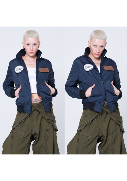 SYK_88L Yakalı Lacivert Kumas Pilot Montu modelleri