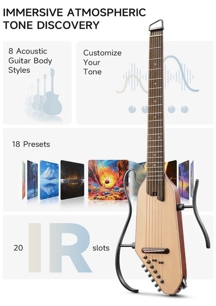 Hush-I Pro Elektro Akustik Gitar (Natural Ladin)