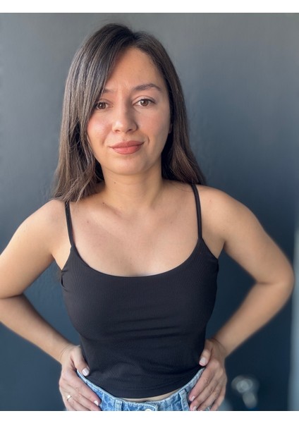 Siyah Çift Katlı, Askılı Crop Atlet fiyatları