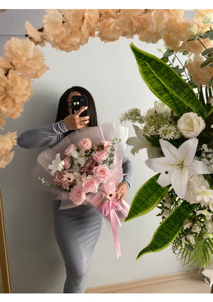 Isteme Çiçeği Kız Isteme Yapay Çiçek Söz Çiçeği Okaliptüs Çiçek Buketi Pembe Buket Sevgiliye Hediye modelleri