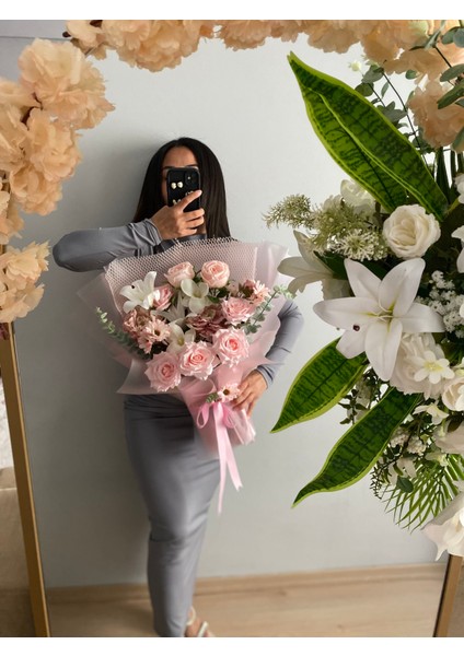 Isteme Çiçeği Kız Isteme Yapay Çiçek Söz Çiçeği Okaliptüs Çiçek Buketi Pembe Buket Sevgiliye Hediye fırsatları