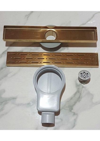 Vegalıne 30CM Gold Yersifonu Paslanmaz 304 Duş Kanalı Banyo Gideribanyo Süzgeciyer Sifonu Gold 30CM