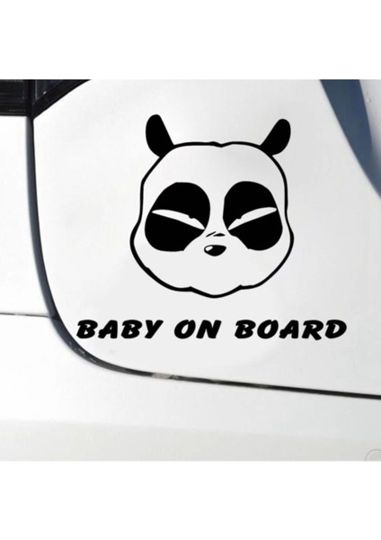 Panda Kafası Bebek On Board Tasarım Oto Sticker Siyah 15*8 Cm