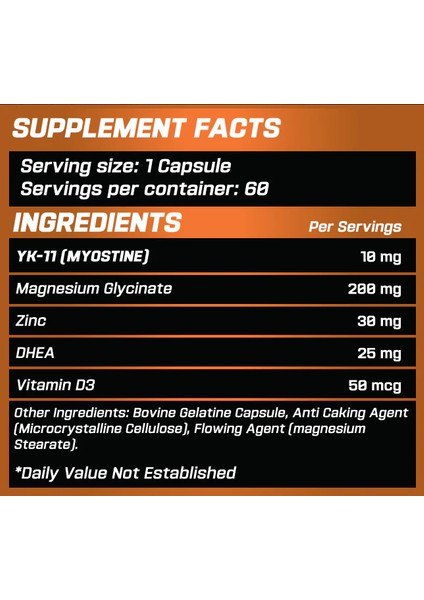 Hellsing YK11 + Zinc + Dhea Myostatin 10 mg 60 Servings