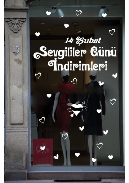 Happy Valentine's Day Sevgililer Günü Sticker Kalp, Love, I Love You Cam, Duvar Sticker Etiket Seti