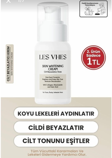 Cilt Beyazlatıcı Aydınlatıcı Glutatyonlu Leke Karşıtı Krem Genital Bölge Koltuk Altı Dirsek 50ML