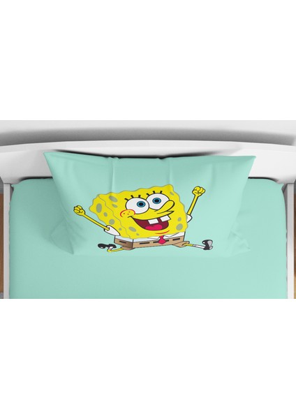 Sünger Bob 3D Dijital Baskılı Tek Kişilik Nevresim Takımı