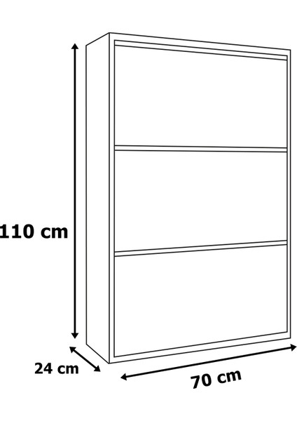 AE-1078 Vizyon Ayakkabılık Duvara Monte Edilebilir, Beyaz Düşer Kapak, 3 Kapaklı, 6 Raflı, 110 cm -Duvar Askı Aparatı