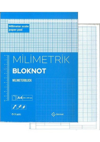 A4 Milimetrik Defter Mavi Bloknot 30 Yaprak 1 Adet Çizim Meslek Liseleri Meslek Yüksek Okulu Moda Tasarım