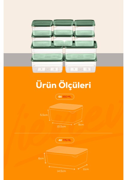 10LU Buzdolabı Düzenleyici Organizer Mikrodalgaya Uygun Difriz Saklama Kabı Yeşil fırsatları