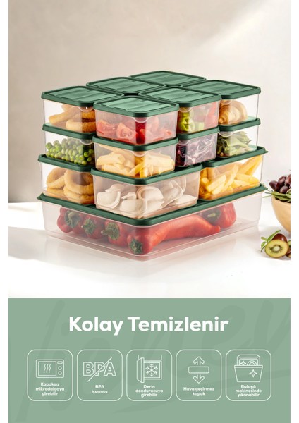 17LI Buzdolabı Düzenleyici Organizer Mikrodalgaya Uygun Difriz Saklama Kabı Yeşil modelleri