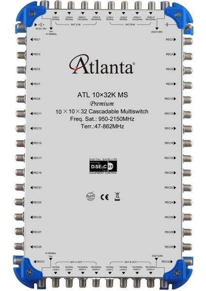 10/32 10x32 Santral Merkezi Sistem Multiswitch ( Sonlu / Karasal Aktif ) + Adaptör