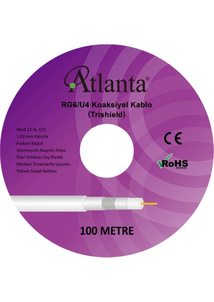 RG6/U4 96 Tel CCS Anten Kablosu (100 Metre)