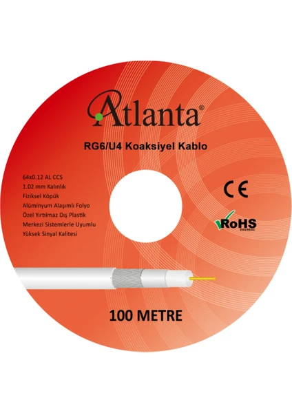 RG6/U4 64 Tel CCS Anten Kablosu (100 Metre)