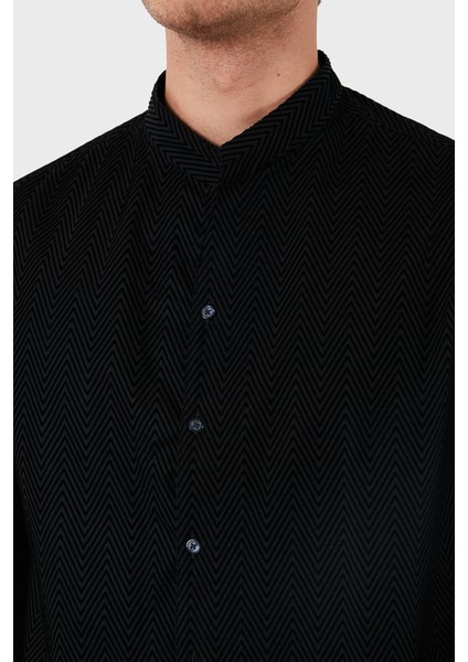 Pamuklu Slim Fit Dik Yaka Gömlek Erkek Gömlek EM000193 TE11327 F8023