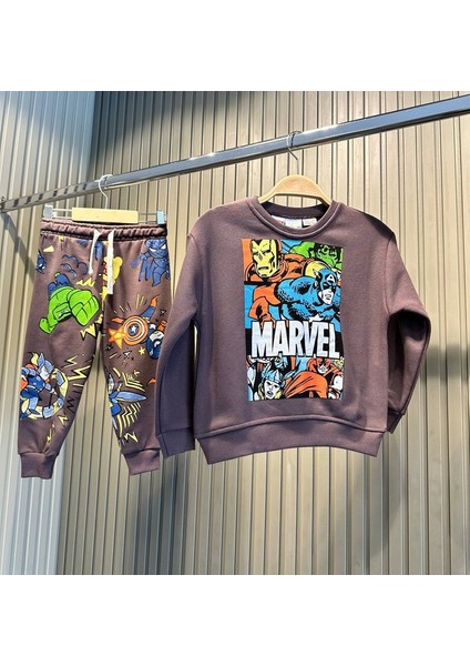 Marvel Baskılı Sweatshirt Alt 2'li Takım