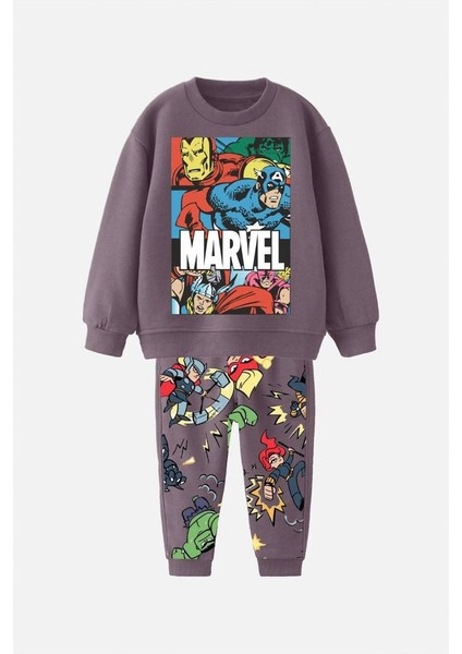 Marvel Baskılı Sweatshirt Alt 2'li Takım