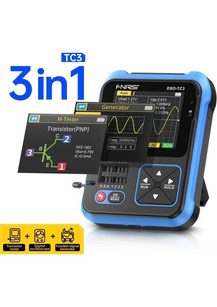Fnırsı Dso-Tc3 El Tipi Dijital Osiloskop Transistör Test Cihazı Fonksiyol Sinyal Jeneratörü