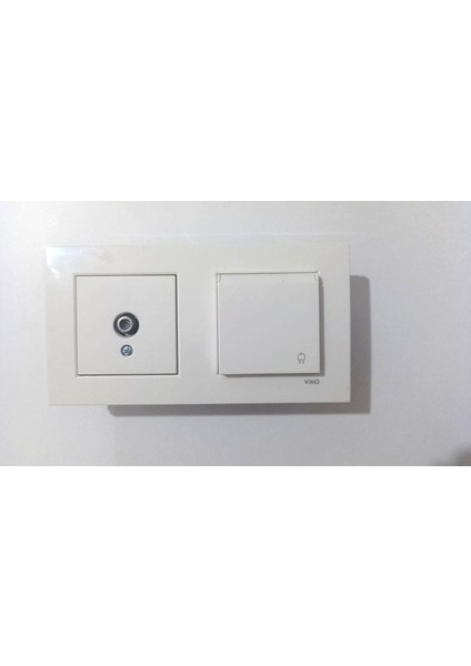 Karre Beyaz Ikili Set Tv (F Konnektör) Uydu Prizi, Kapaklı Priz