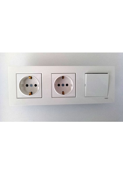 Karre Beyaz 3lü Set Anahtar + Topraklı Priz + Topraklı Priz