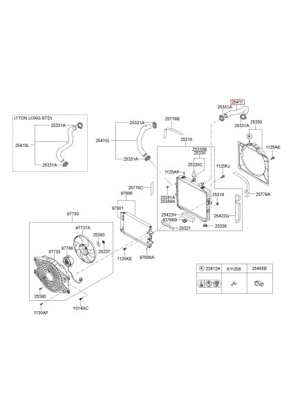 Hortum Radyatör Üst H100 Kamyonet 12=&Gt; (Oem No: 25411-4F400)