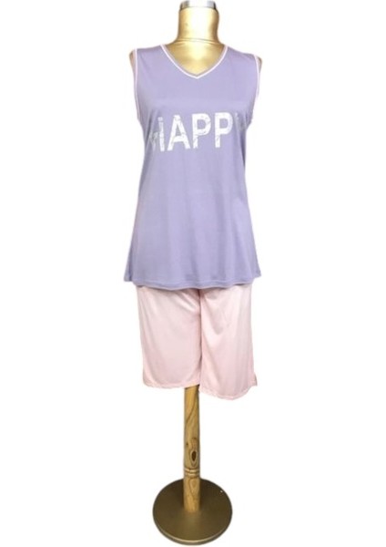 NENA-26122-BAYAN Sıfırkol Kapri Pijama Takımı-Lila