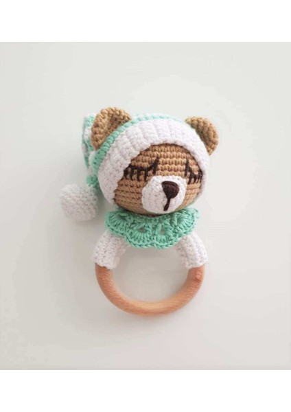 Uykucu Ayıcık Çıngırak Organik Örgü Oyuncak