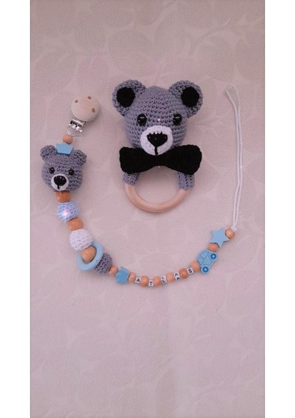 Gri Ayıcık Seti Amigurumi Örgü Oyuncak