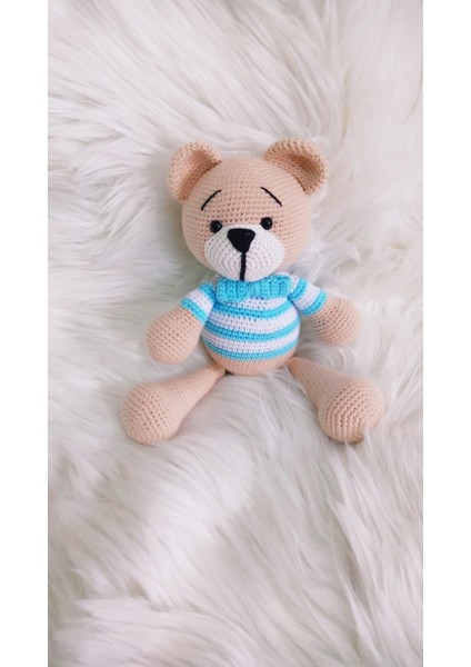 Sevimli Turkuaz Ayıcık Amigurumi Organik Oyuncak